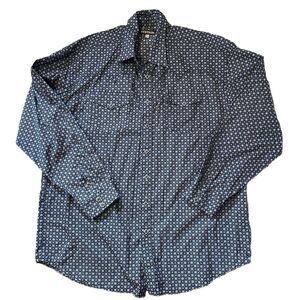 Stetson Shirt Mens Size‎ 2XL Blue Geometric Pearl Snap Long Sleeve Western Adult